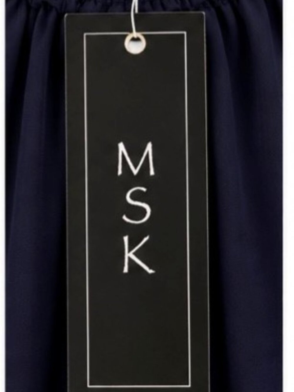 MSK Navy Blue Wide Leg Jumpsuit Sheer Flutter Sleeves Silver Trim NWT Size M NWT - Picture 3 of 3